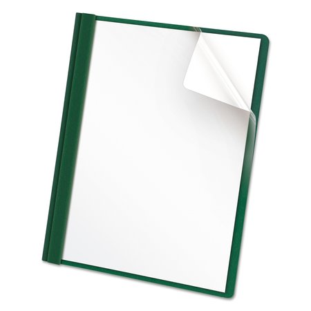 OXFORD Clear Front Report Cover 8-1/2 x 11", Green, 3 Fasteners, Pk25 55856